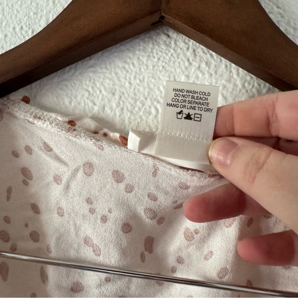 Ruched Cropped Top Cream and Rust Brown Polka Dot Medium Feminine Boho Prairie - Picture 7 of 9